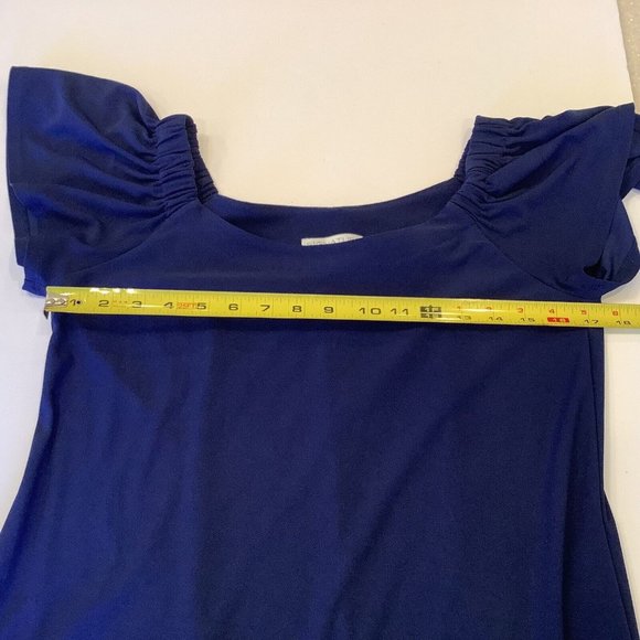 Signature By Robbie Bee Dress Size Small Blue Square Neck Or Off Shoulders Shift - Picture 6 of 13